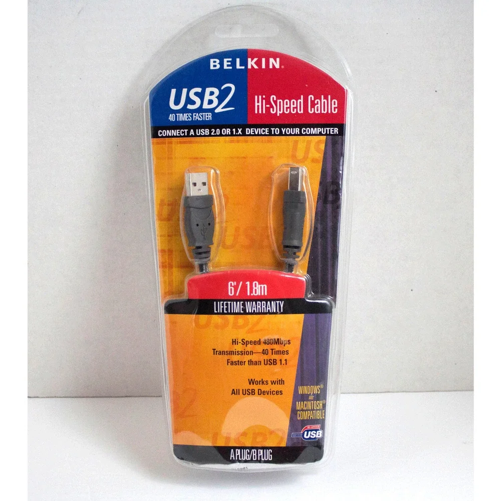 Belkin Hi-Speed USB 2.0 Cable 6/ 1.8m F3U133-06 Windows and Mac